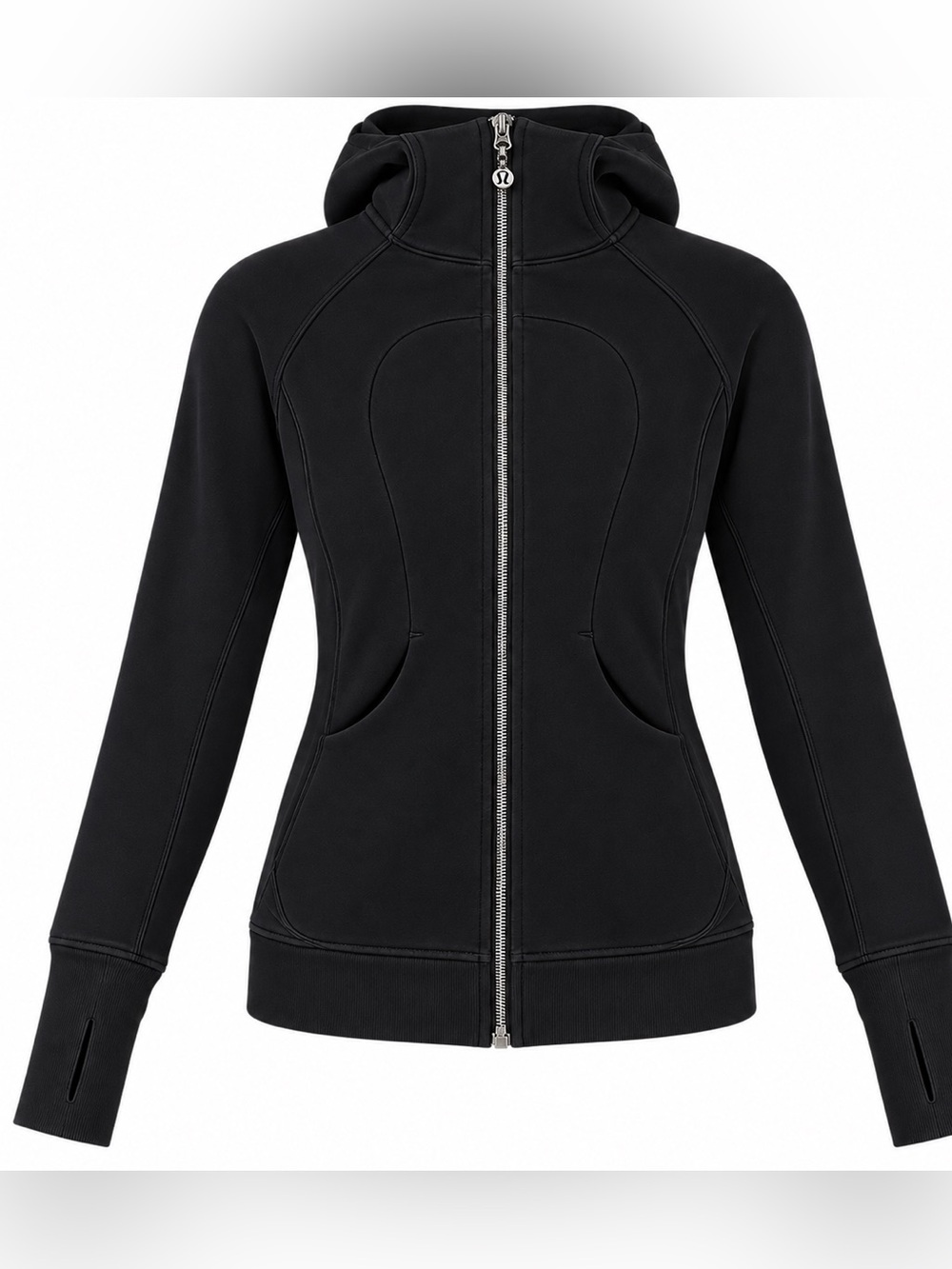 Woman’s size 2 Lululemon Black Full Zip Hooded Jacket Thumbholes athletic